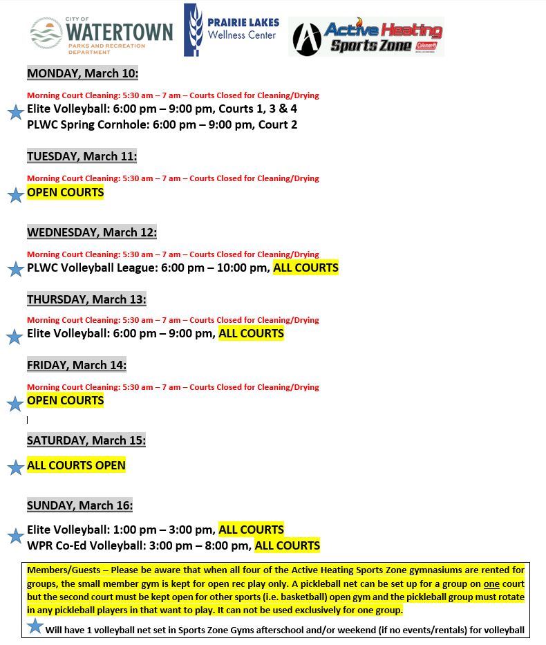 SZ Schedule March 10 2025