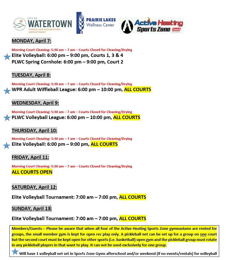 Sports Zone Schedule Apr 7 2025