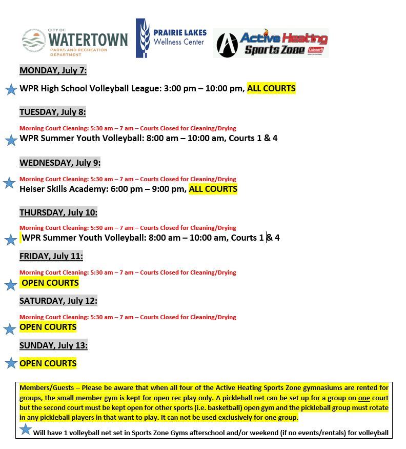 SZ Gym Schedule Wk of July 7 2025