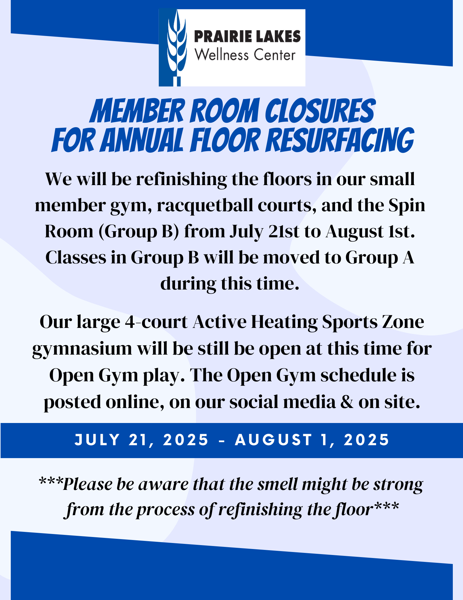 Member Gym Closed July 2025