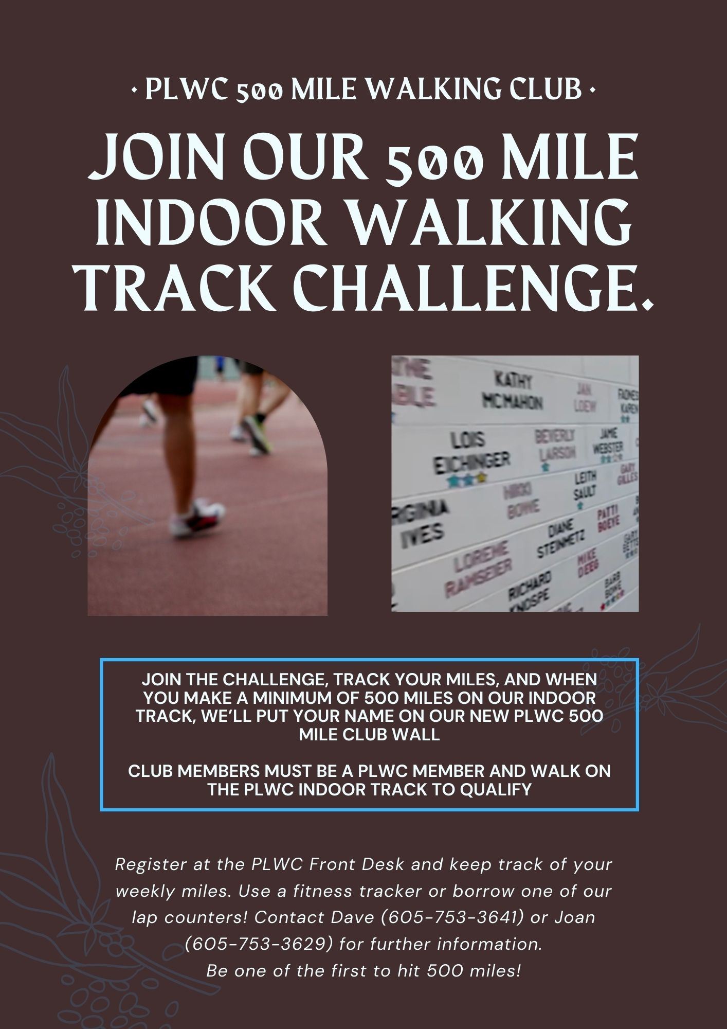 PLWC 500 miles indoor walking track challenge.